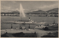 Genève  - Genf  - La Rade, le Jet d'eau et le Mont Blanc - mit Dampfschiff