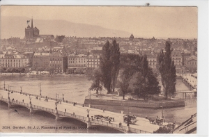 Genève - Genf - Ile J.J. Rousseau et Pont du Mont-Blanc