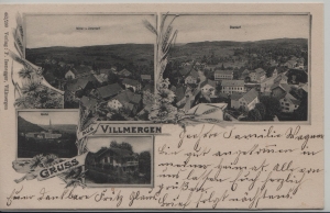 Villmergen, Gruss aus - Mittel- und Unterdorf, Oberdorf, Kirche, 4 Bilder AK
