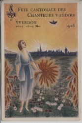 Fête Cantonale des Chanteurs Vaudois, Yverdon, 1925, carte officielle