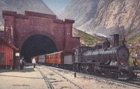 Gotthardbahn - Der grosse Tunnel bei Goeschenen mir Dampflok