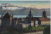Lausanne, la cathedrale, le chateau et les Alpes