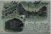 La Chaux de Fonds, Souvenir de - Le Grand Hotel Central, La Rue Léoplod Robert - couleur Litho