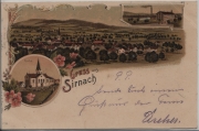 Sirnach, Gruss aus - Kirche, Weberei, Generalansicht - farbige Litho