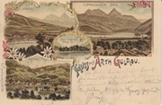 Arth-Goldau - farbige Litho - Arth, Lowerzer See, Goldau u. Rigi