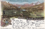 Ober-Engadin - farbige Litho - Panoram vom Muottas Muraigl