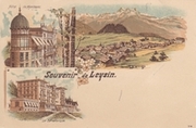 Leysin, Souvenir de - farbige Litho - Hotel Du Mont Blanc, Le Sanatorium, vue generale